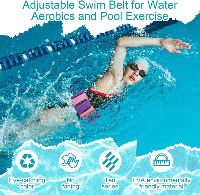 Arrowbash 4 Pcs Swim Belts Flotation Belts Waist Belts Bubble EVA Foam Safety Training Back Floating Board with Adjustable Belt for Adults Beginners Water Aerobics and Pool Exercise, Random Color - Image 2
